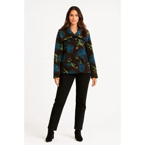 Women's Kial Brown & Blue Floral Fleece Jacket XL